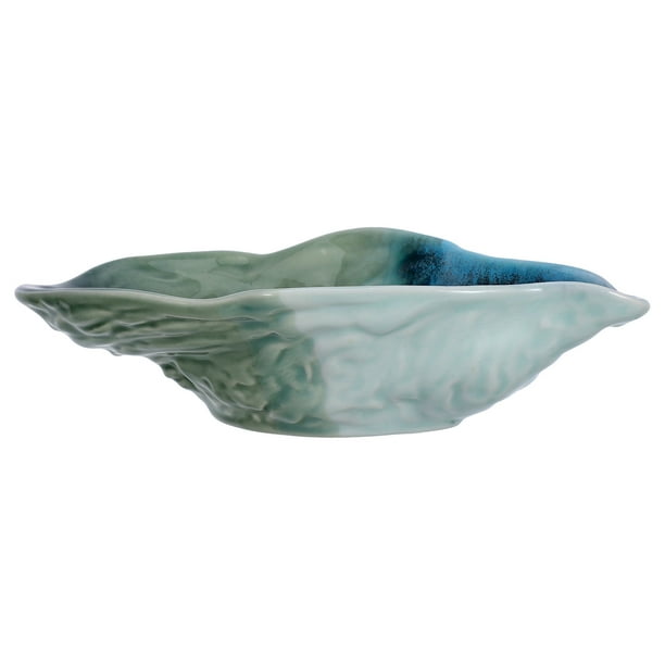 Plato de cerámica con forma de concha de ostra para ensalada de frutas, plato para servir comida, plato pequeño para salsa, bandeja para exhibir joyas, decoración para la mesa del comedor