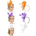 thumbnail image 4 of Diadema de mujer Zulema Banda Elástica Fascinator Plumas Flores naranja, 4 of 8