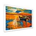 thumbnail image 2 of Boat At The Lake During Evening Glow VII 32 in x 16 in Framed Painting Canvas Art Print, by Designart, 2 of 4