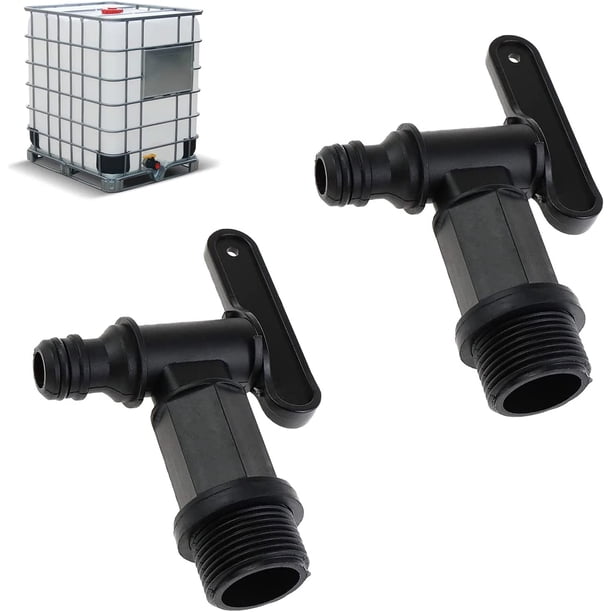 Paquete de 2 grifos de plástico a presión para tanque trasero, grifos de repuesto de plástico para tanque de agua de lluvia, adaptador de caja de almacenamiento de agua IBC 6d1NKa9AJKL