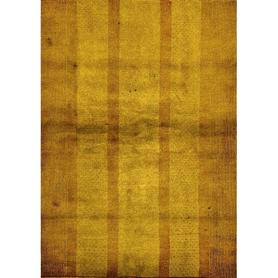 Ahgly Company Machine Washable Indoor Rectangle Abstract Yellow Modern Area Rugs, 4' x 6'
