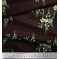 thumbnail image 2 of Soimoi Brown Silk Fabric Square & Leaves Printed Fabric 1 Yard 44 Inch Wide, 2 of 3