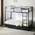 thumbnail image 3 of Ktaxon Metal Twin over Twin Bunk Bed with 2 Drawer & 2 Ladders for Bedroom, Black, 3 of 10