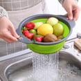 thumbnail image 3 of Collapsible Colander and Strainer Set of 4, 2 PC 4 Quart(1 gal) and 2 PC 2 Quart(0.5 gal), Food-grade Sturdy Plastic Base - Round Space-save Silicone Kitchen Foldable Strainer for Pasta, Veggies, 3 of 7