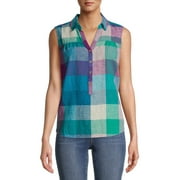 Time and Tru Women's Sleeveless Henley Popover Top
