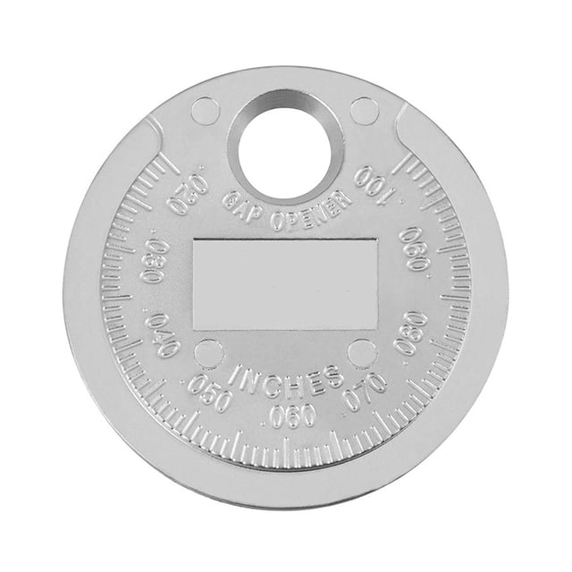 Engine Spark Plug Gap Gauge Zinc Alloy 0.02-0.1 inch Car Gapper Coin Type Gapping Tool Sparkplug Caliper (Silver)