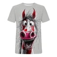 thumbnail image 3 of Men's Novelty 3D All-over Print T-Shirt, Vivid Crazy Horse Face Graphic Tee, Short Sleeve Round Neck, Comfortable Breathable Fabric, Funny Animal Design for Summer Casual, Theme Party Wear, 3 of 5