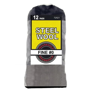 Wideskall Household Steel Wool 12 Pads, Fine Grade #0 1 Bag Contain 12 Pads