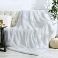 thumbnail image 3 of Softlife Extra Soft Faux Fur Throw Blanket with Sherpa Warm Underside,90"x104",White, 3 of 7