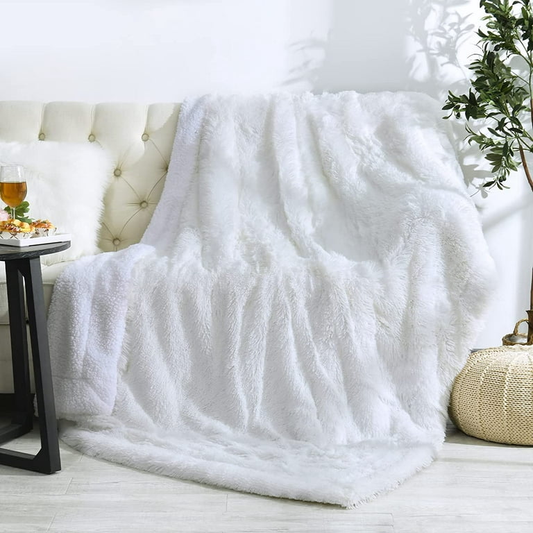 Fuzzy Faux Fur Throw Blanket Extra Soft Double-Layer Lightweight Shaggy  Blanket Fluffy Cozy Plush Comfy Fleece Blankets for Couch Sofa Bedroom  47X31in