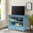 thumbnail image 3 of Solid Wood TV Stand with Shelves and Drawer in Ocean Blue  - 28.9" Height, 3 of 10