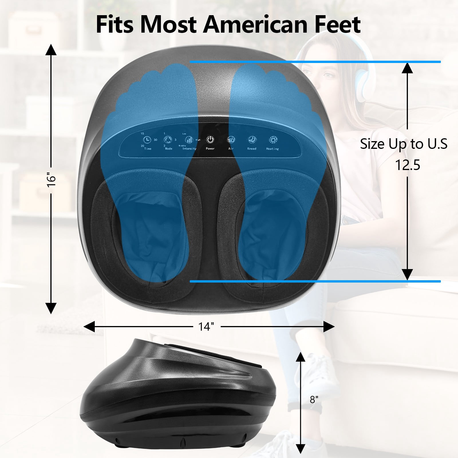 Jacgood Foot Massager Machine with Heat and Remote Delivers Relief for Tired Muscles,Shiatsu Deep Kneading, Gifts for Men and Women, Fits Feet Up to Men Size 12.5