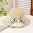 thumbnail image 7 of SikaFu Summer New Black Dot Bow Grass Hat Female Small Fresh Sweet Sun Hat Fashion Temperament, Sun Hat, 7 of 7