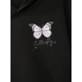 thumbnail image 5 of iEFiEL Kid Girls Butterflies Printed Hoodies Long Sleeve Dance Crop Top Pullover Sweatshirt Black 14, 5 of 7