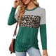thumbnail image 1 of Blusa con nudo torcido Ticfox estampado de leopardo verde oscuro manga larga XXL, 1 of 5