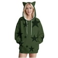 thumbnail image 2 of HVOBTTY Women's Long Sleeved Sweatshirts, Fall and Winter Tops for Women, Women's Casual Gradient Print Long Sleeve Loose Ear Hooded Pullover Sweatshirt Army Green, Army Green, 2 of 5