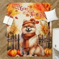 thumbnail image 4 of Happy Thanksgiving Pomeranian Give Thanks Fall Beanie Scarf Welcome Cozy Sherpa Blanket Pom Dog Lover Gifts Warm Soft Throw Blanket - 00020, 4 of 5