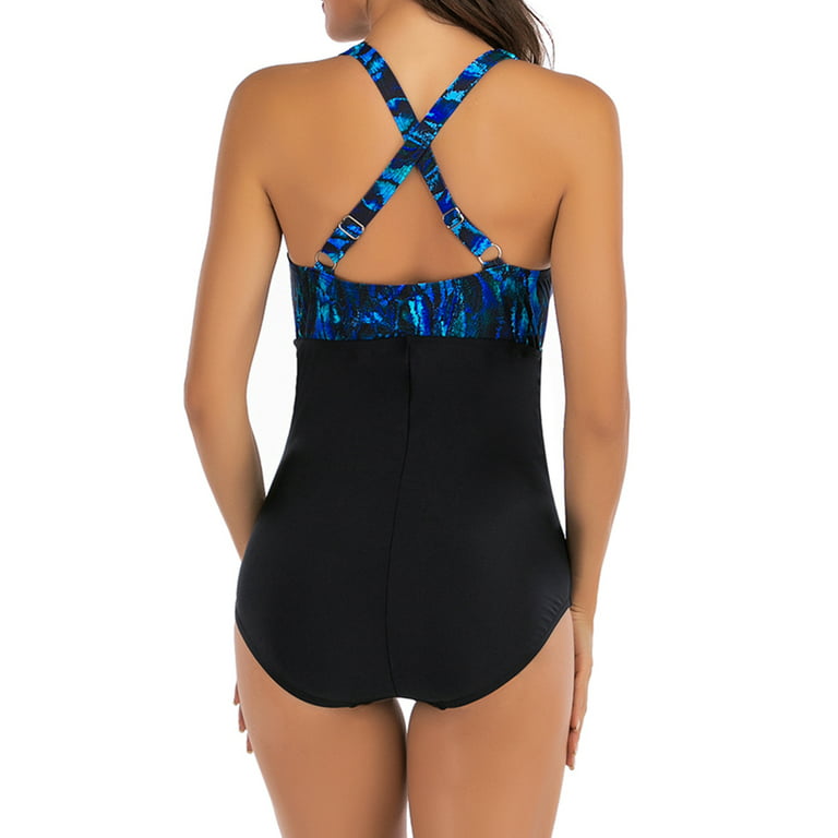 Csndyce Women's One Piece Swimsuits Sexy Criss Cross-Back V Neck