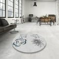 thumbnail image 4 of Ahgly Company Machine Washable Indoor Round Transitional White Smoke Area Rugs, 7' Round, 4 of 7