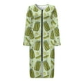 thumbnail image 3 of Yuyamidu Cucumber Zipper Up Robes Long Sleeve Bathrobe for Women Green Round Neck Nightgowns Robe Loose Fitting Pajama Dress Casual Mid-Length Sleepwear Size XL, 3 of 7