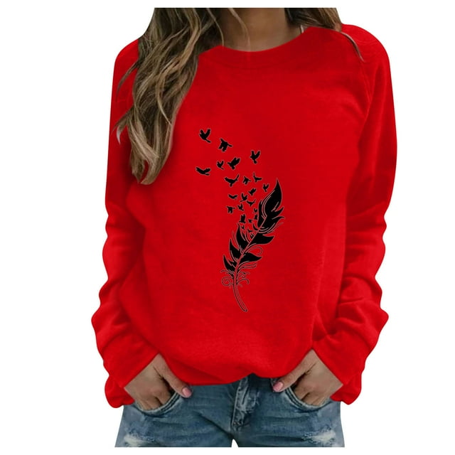 WEAIXIMIUNG T-Shirts Blancs pour Femmes Grande Taille 3X Sweat à Manches Longues Imprimé Décontracté Blouse Pull