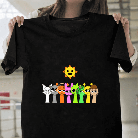 Sprunki Mr Sun Parody Cute Bright Yellow Cartoon Unisex T-Shirt, up to size 3XL.