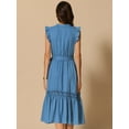 thumbnail image 3 of DARING DIVA V Neck Cap Sleeve A Line Summer Midi Dress XS Blue, 3 of 6