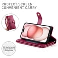 thumbnail image 3 of Allytechgroup Wallet Case for Apple iPhone 15, 9 Cards Holder + Zipper Pocket + Hand Wrist Shockproof Stand Flip Cover RFID Blocking Phone Case for Women Men, Red, 3 of 7
