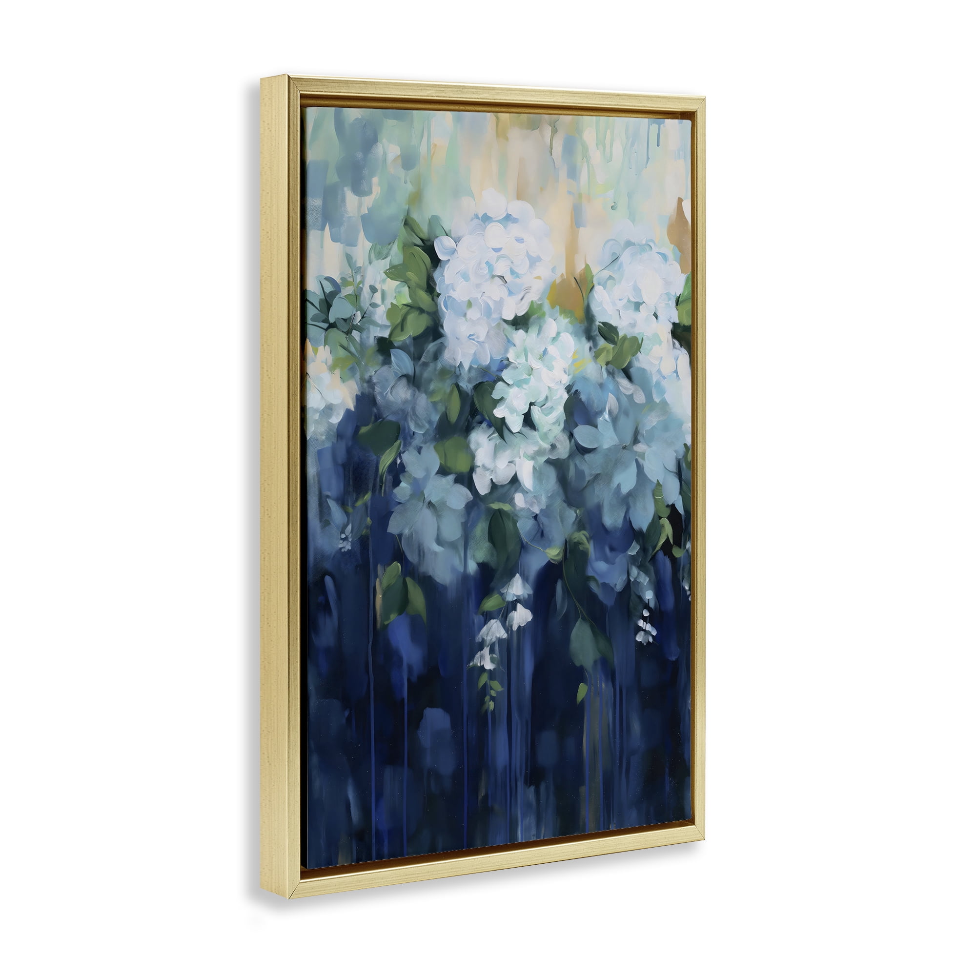 Stupell Industries Lush Blue Hydrangea Abstract Gold Framed Floater Canvas Wall Art, design by Gina Kelly