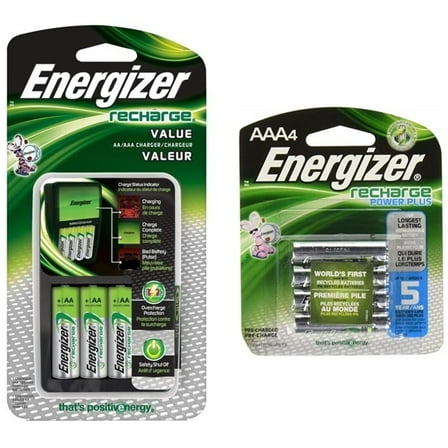 Energizer Recharge Value Charger with 4 AA and 4 AAA Rechargeable Batteries