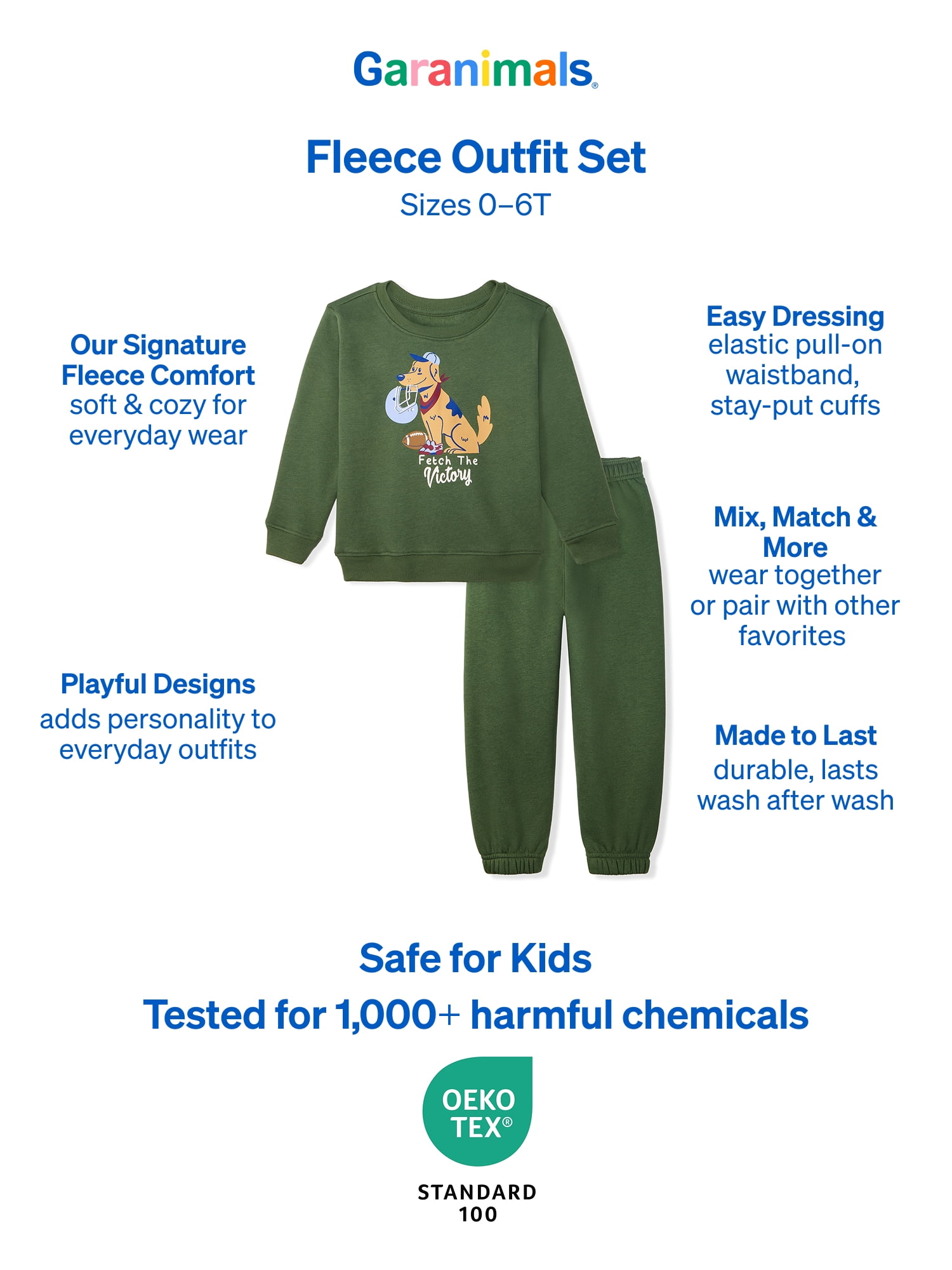 Garanimals Baby & Toddler Boys Fleece Outfit Set, Sweatshirt & Sweatpants, Sizes 0-6T