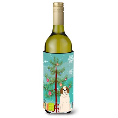 

Merry Christmas Tree Saint Bernard Wine Bottle Beverge Insulator Hugger