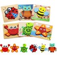 thumbnail image 1 of Rompecabezas de madera Bebe, juguetes Montessori para niños de 1 2 3 4 años, juegos de coches para bebés, aprendizaje educativo, rompecabezas empotrado, con marco, 1 of 5