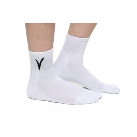 

Mini-Crew - V-Toe Thicker Flip-Flop Tabi Socks Athletic or Casual White Cotton Blend Comfortable Stylish
