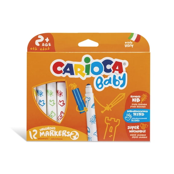 Carioca Baby Markers, Ages 2 , Large Tip, Super Washable, 12 Count