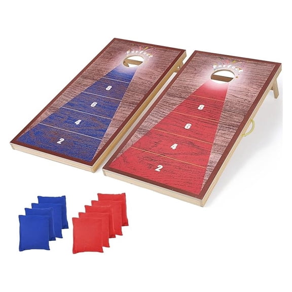 Cornhole Board Set, 4 x 2 FT Corn Hole Games for Adults, Corn Hole Boards Set with 9 Bean Bags, Travel Case, Corn Hole Toss Game for Outside Activities