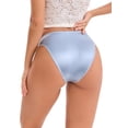 thumbnail image 3 of INSPIRE CHIC Women's Lace Trim Satin Elastic Low-Waisted Briefs Traceless Comfortable Breathable Hipsters M Light Blue, 3 of 4