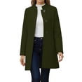 thumbnail image 3 of jobturf Overcoat for Women Mid-Long Stand Collar Single Breasted Wool Coat Dressy Casual Lightweight Jackets Long Sleeve Trench Coats, 3 of 10
