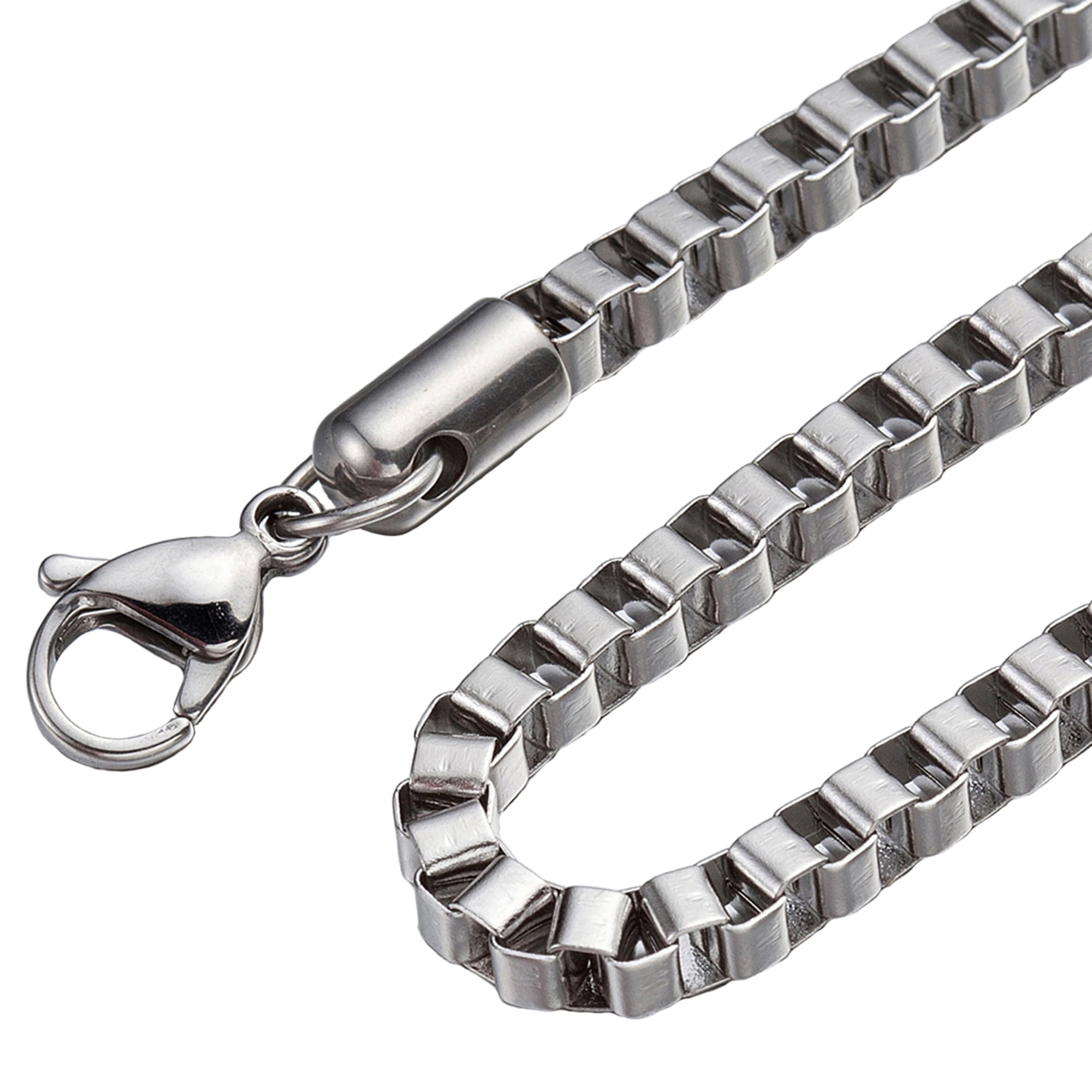 Mens Silver-Tone Stainless Steel Rope Link Chain Necklace