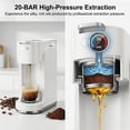 thumbnail image 4 of GVODE 4-in-1 Single Serve Coffee Maker, 3-Second Heat-Up, 20 Bar Espresso Machine, for K-Cup, Nespresso Original, DG Pods & Grounds, White, 4 of 8