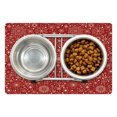 thumbnail image 1 of Retro Pet Mat for Food and Water, Snowflakes with Skinny Curls Cheerful Yuletide Noel Inspiration in Art, Non-Slip Rubber Mat for Dogs and Cats, 18" X 12", by Ambesonne, 1 of 2