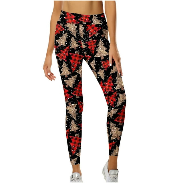 Leggings Navideños Para Mujer Pantalones de Yoga Pantalones de Entrenamiento de Elasticidad Con Estampado Para Correr Odeerbi ODB192312