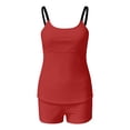 thumbnail image 5 of NMMUED Two Piece Ruched Tankini Swimsuits for Women 2026, Tummy Control Bathing Suit with Shorts Athletic Swimwear Full Coverage Swimsuits for Women Red M, 5 of 6