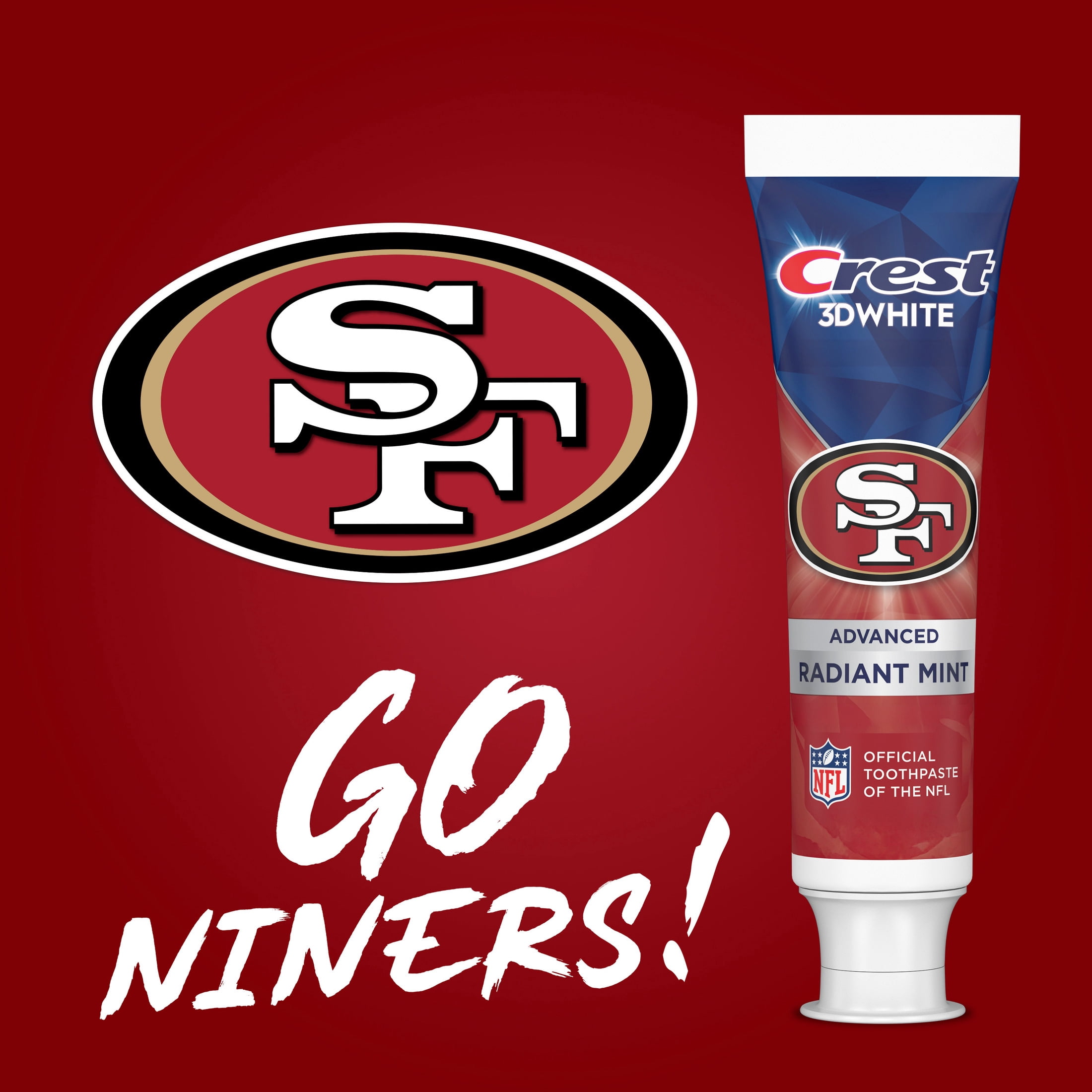 Crest 3DWhite Special NFL 49ers Edition, Toothpaste for Advanced Teeth Whitening, 3.3 oz, Pack of 2