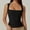 Black, variant on Women's Square Neck Sleeveless T Shirts Solid Cropped Sleeveless Tank Tees Slimming Fit Tops