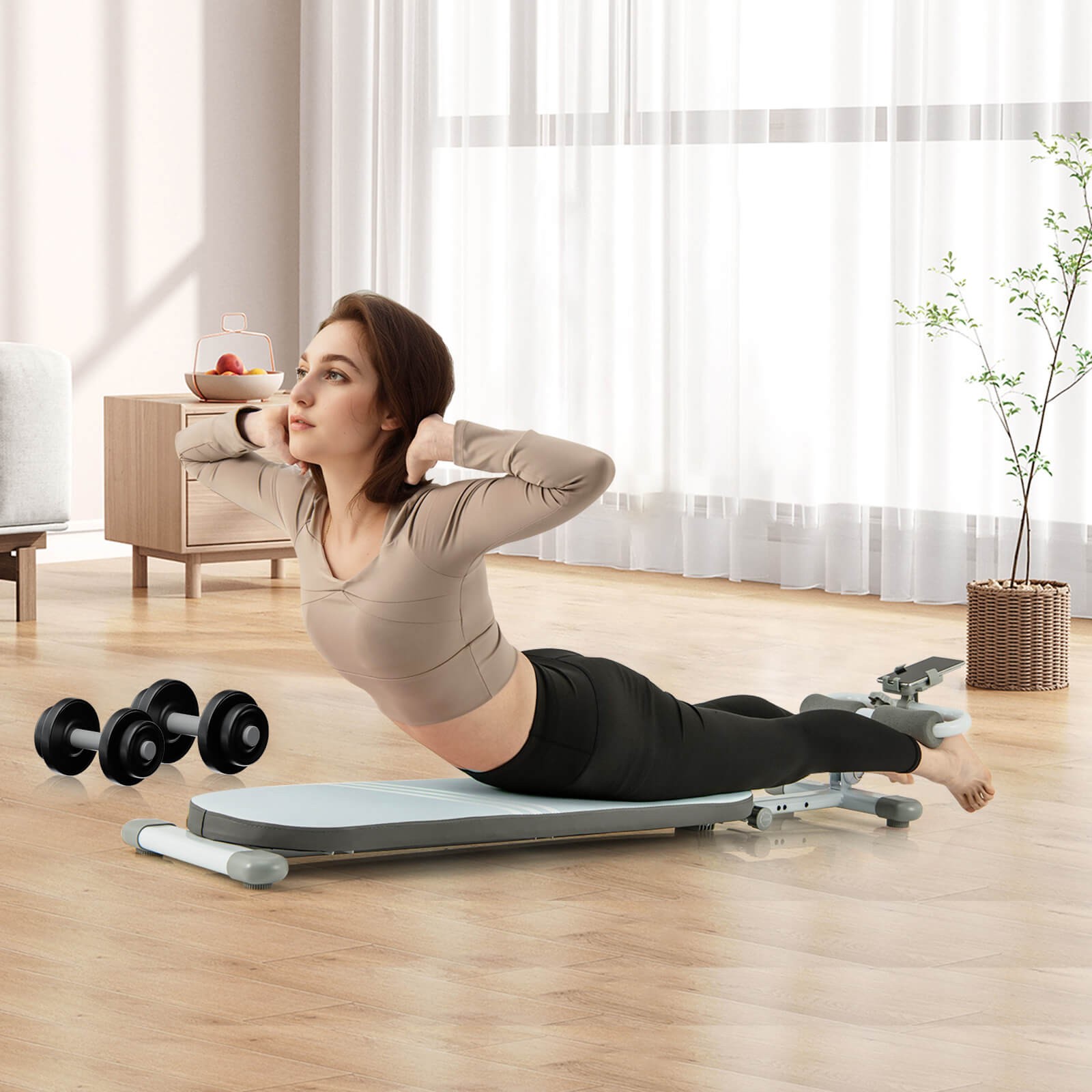 Favory Multifunctional Sit Up Bench, Workout Bench w/3 Gear Adjustable Angles & Adjustable Length, Foldable Design, Versatile Fitness Equipment for Home Gym,Blue