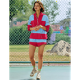 thumbnail image 4 of Women Striped Workout Set Two Piece Outfit Tracksuit Oversized Lounge Set Top and Shorts Sets with Pockets Red and Blue L, 4 of 7