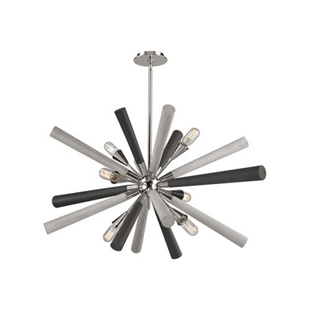 

Chandeliers 6 Light With Polished Nickel Dark-Light Gray Washed Wood Finish Medium Base 44 inches 360 Watts - World of Lamp