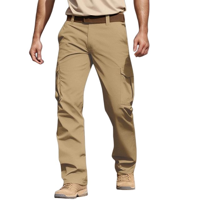 Men's Casual Cargo Pants - Elastic Waist Drawstring, Zipper Pockets, Solid Color - Outdoor Sport Training Trousers, Spring Summer - S-XXXXXL