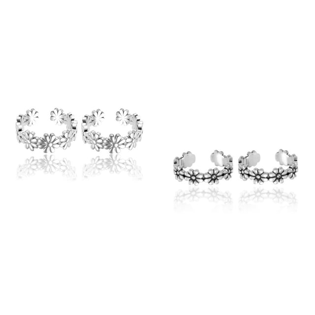 Kamada Creations Combinaison de Bagues d'Orteil Ethniques Plaquées Argent